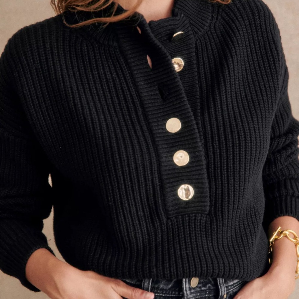 Black Button-Up SEZANE Women's Sweater